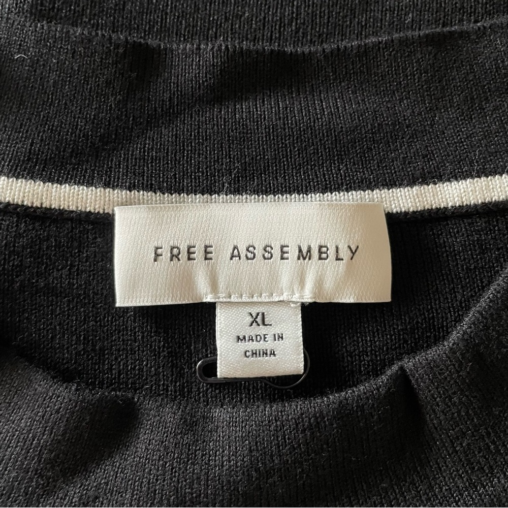 Free Assembly Ribbed Midi Sweater Dress Women’s XL Black White Trim Sleeveless - Picture 11 of 15